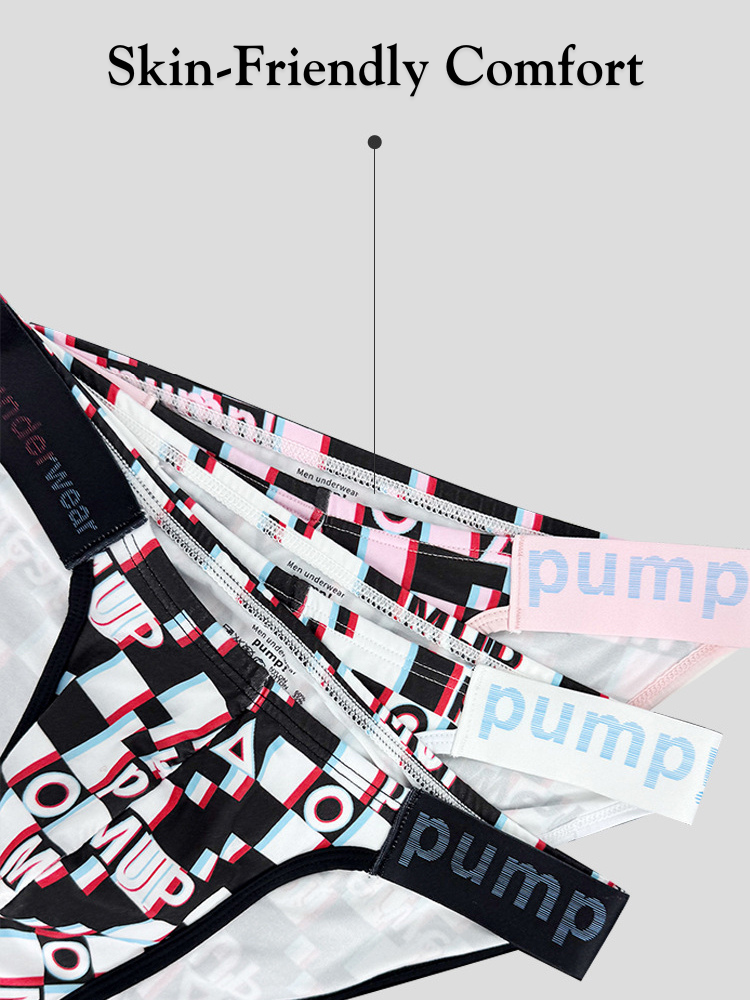 2 Pack Men's Breathable Alphabet-Print Expanded Pouch Briefs