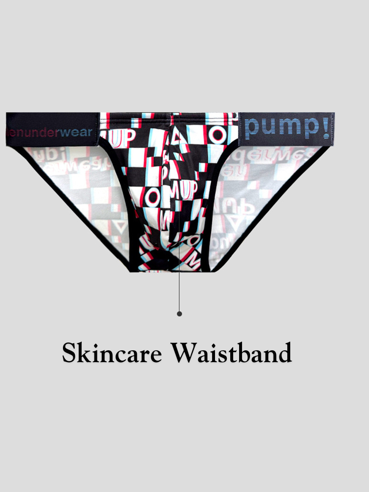 2 Pack Men's Breathable Alphabet-Print Expanded Pouch Briefs