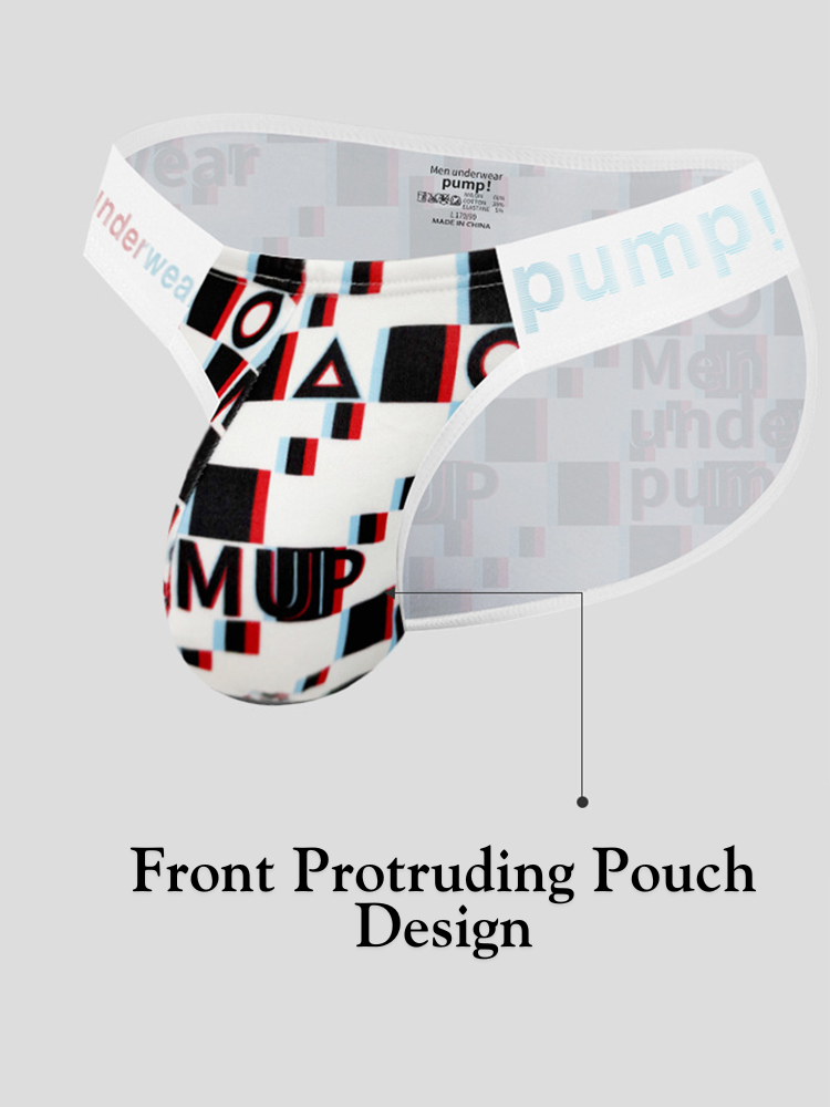 2 Pack Men's Breathable Alphabet-Print Expanded Pouch Briefs