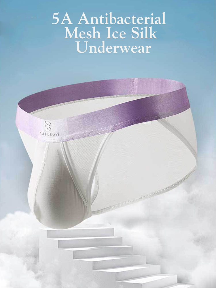 3 Pack Men's Ice Silk Breathable Mesh Low-Rise Classic Briefs