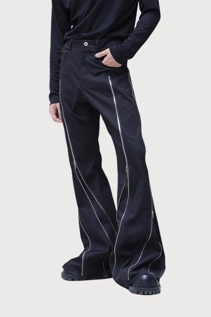 Sleek Path Zipper Bootcut Pants