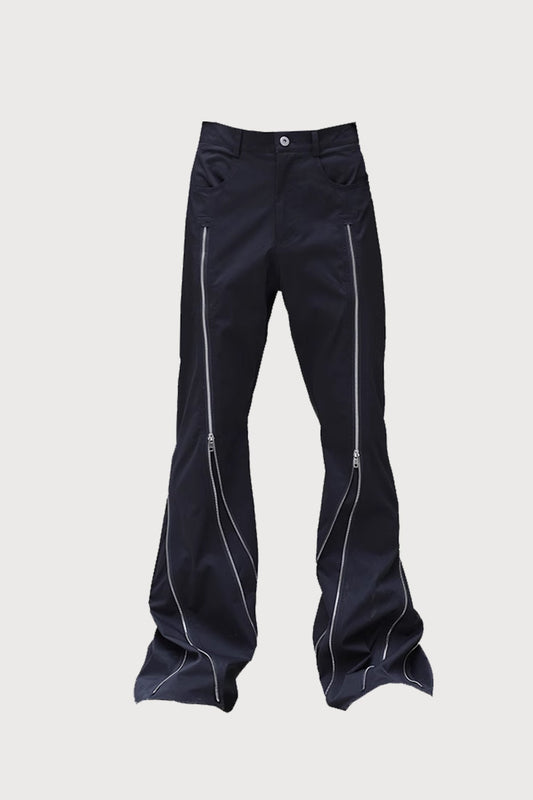 Sleek Path Zipper Bootcut Pants