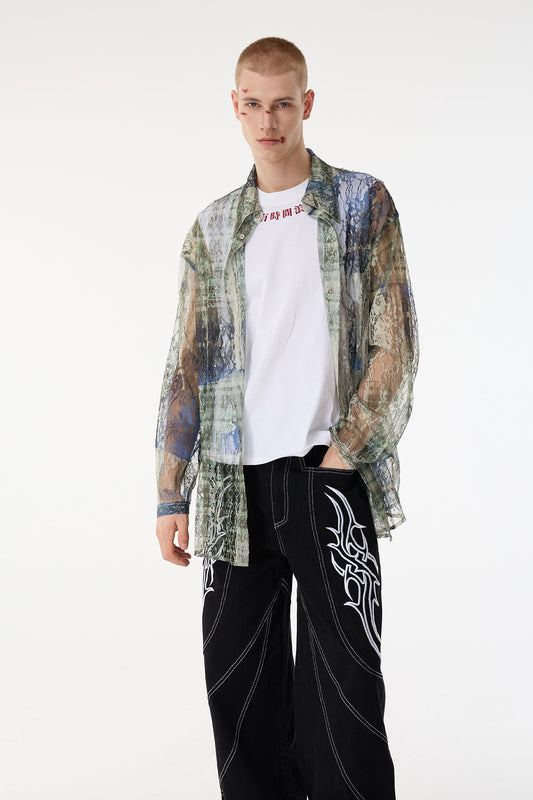 Slick Layer Lace Long Sleeve Shirts