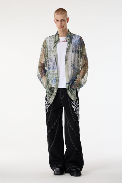 Slick Layer Lace Long Sleeve Shirts