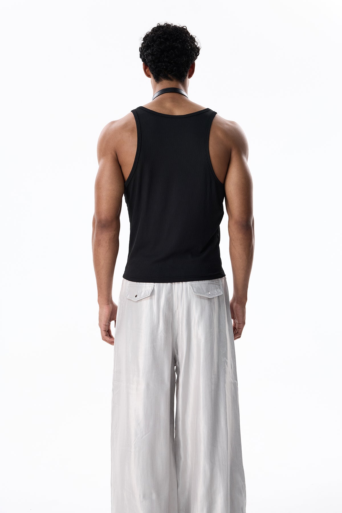 Smoky Sheet V Neck Top Black