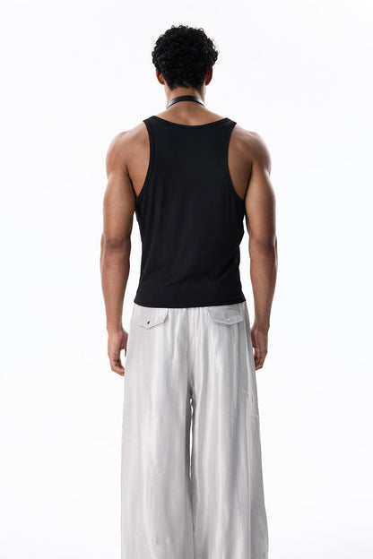 Smoky Sheet V Neck Top Black