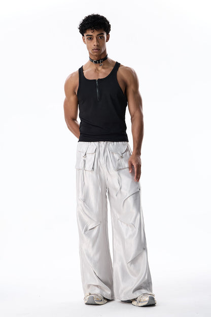 Smoky Sheet V Neck Top Black