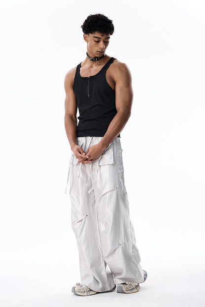 Smoky Sheet V Neck Top Black