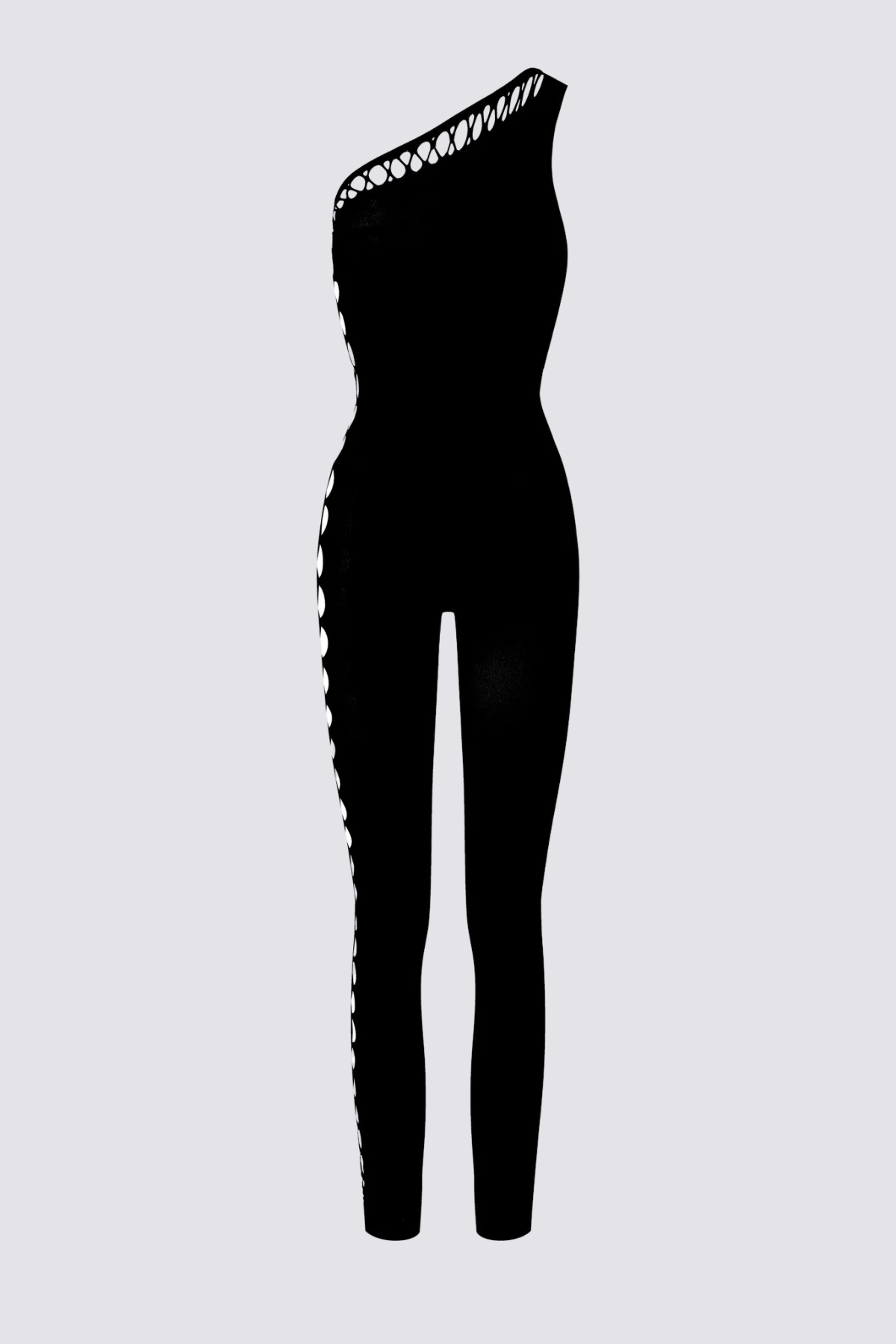 Smoky Thread One Shoulder Cutout Jumpsuit