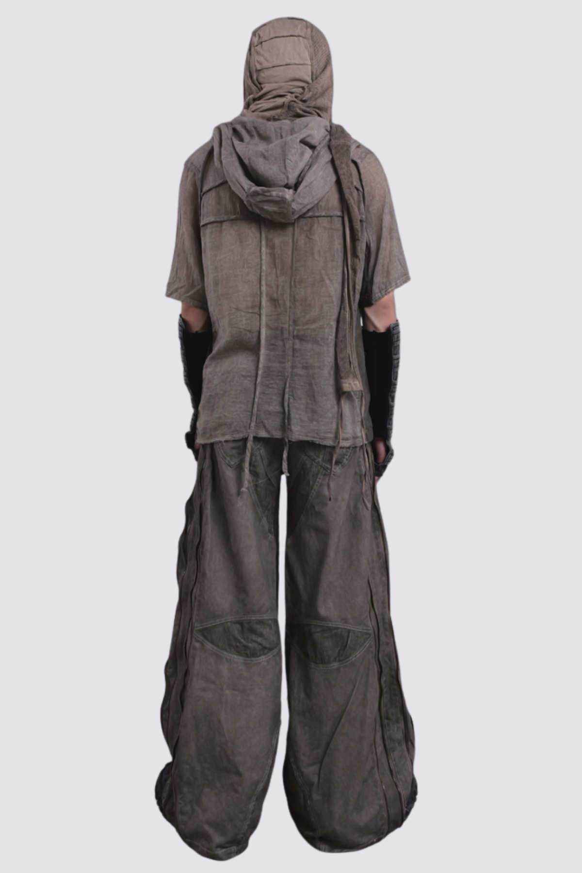 Smoky Wrap Short Sleeve Hooded Top