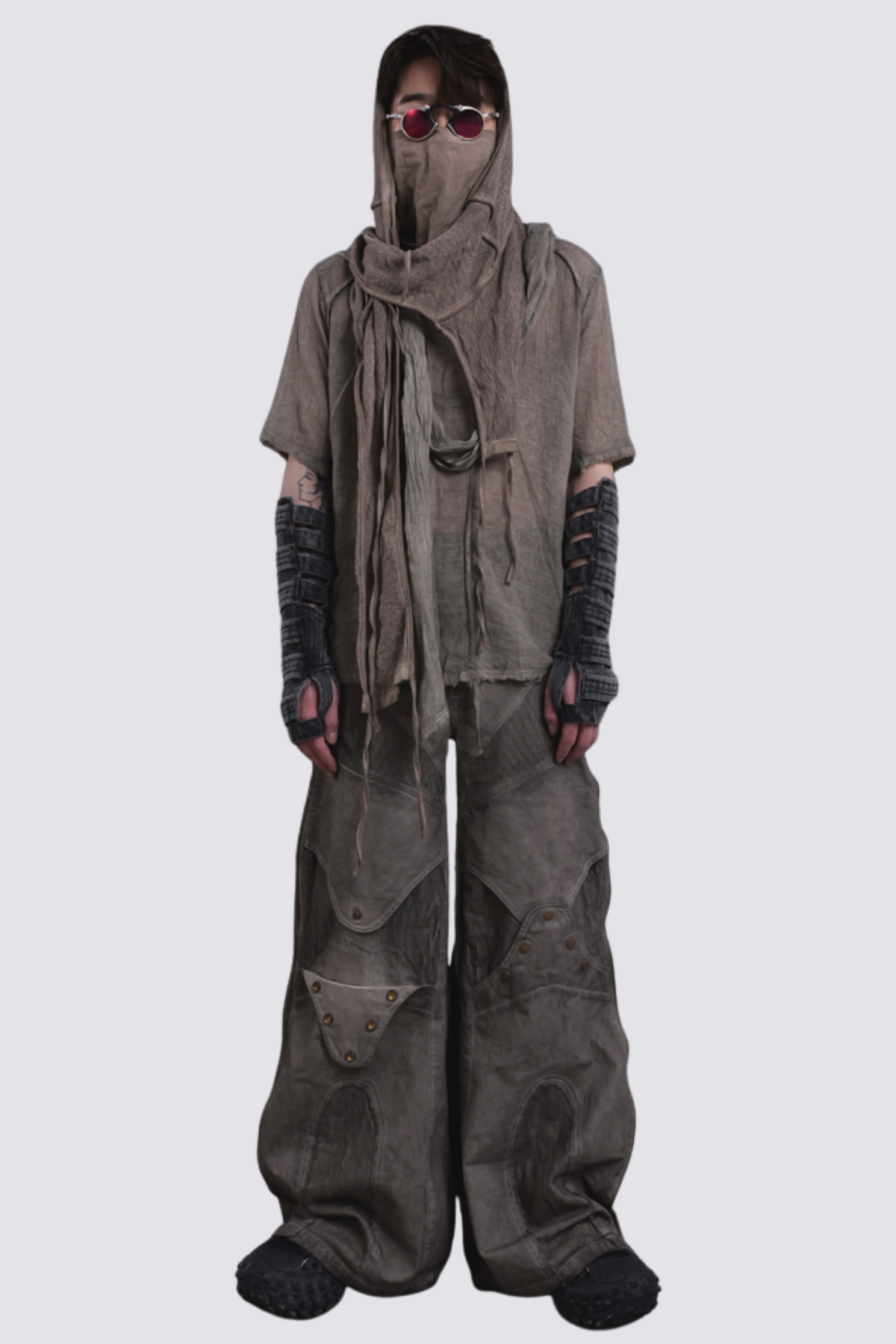 Smoky Wrap Short Sleeve Hooded Top