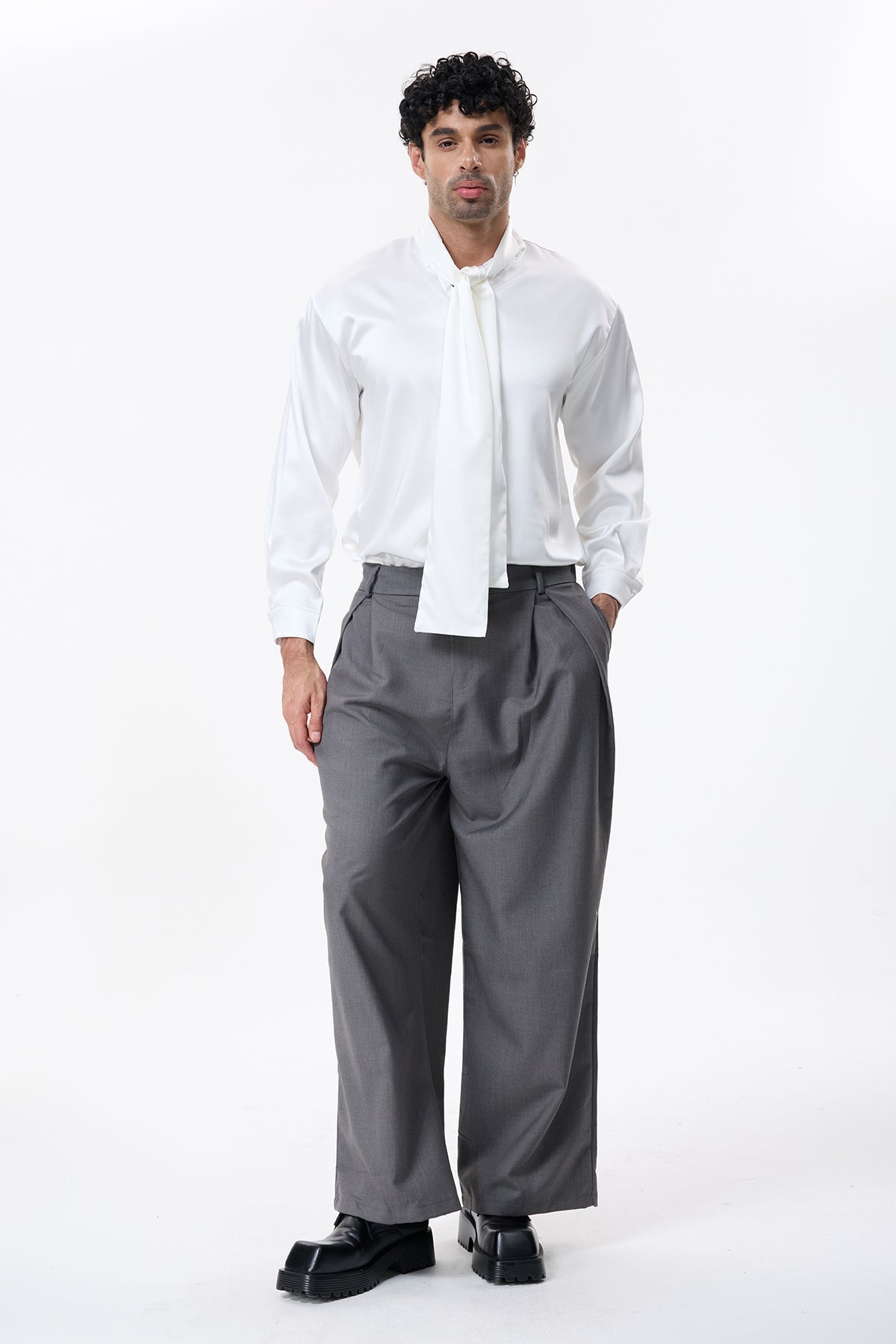 Smoky Wrap Tie Long Sleeve Shirt