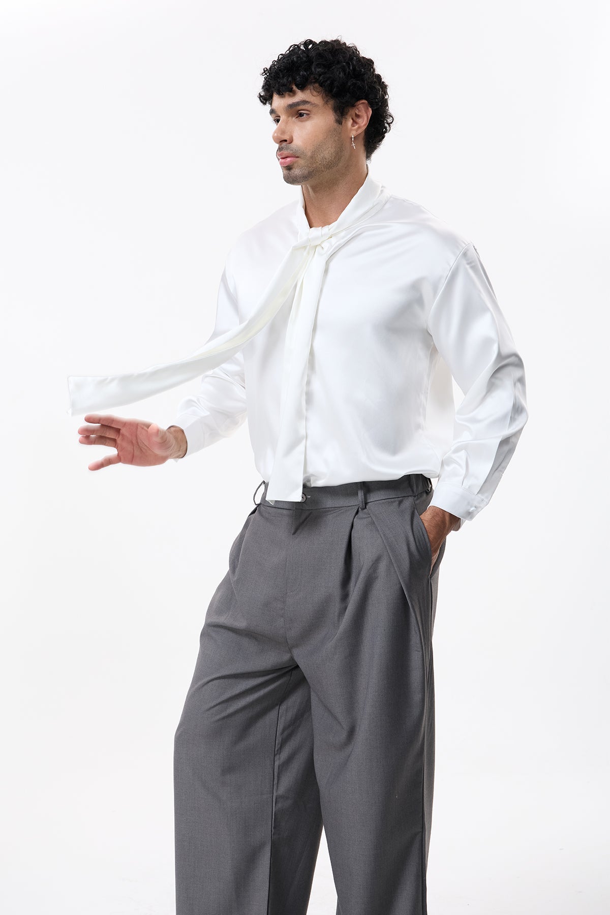 Smoky Wrap Tie Long Sleeve Shirt