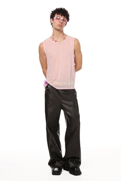 Soft Edge Rhinestone Mesh Tank Top