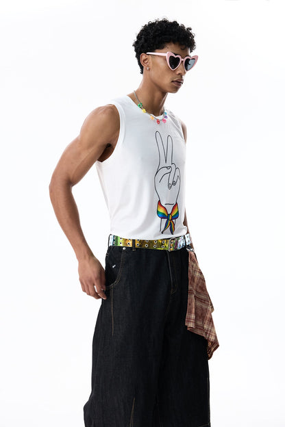 Soft Fold Print Sleeveless Top