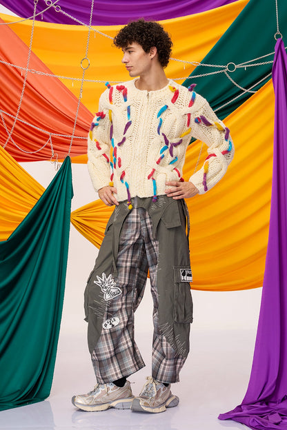 Soft Framework Knit Fringe Long Sleeve Top
