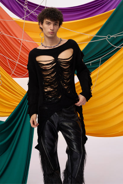 Soft Interweave Long Sleeve Knit Asymmetric Top