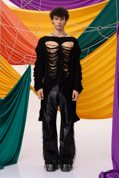 Soft Interweave Long Sleeve Knit Asymmetric Top