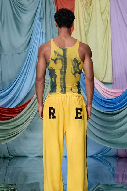 Soft Light Mesh Print Top Yellow