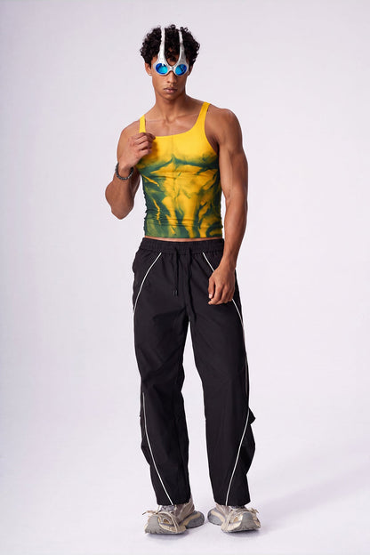 Soft Light Mesh Print Top Yellow