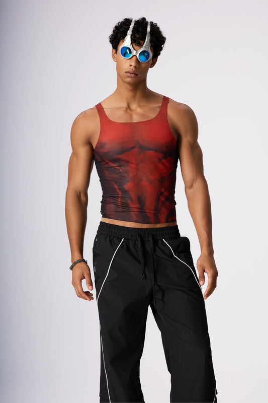 Soft Light Mesh Print Top