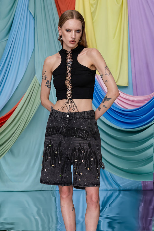 Soft Pulse Lace Up Crop Top