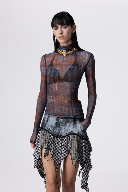 Soft Tension Long Sleeve Mesh Top
