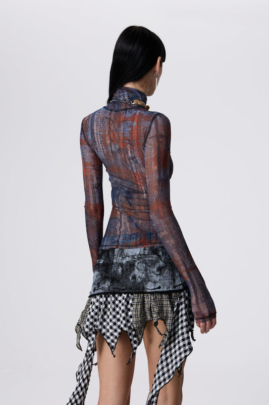 Soft Tension Long Sleeve Mesh Top