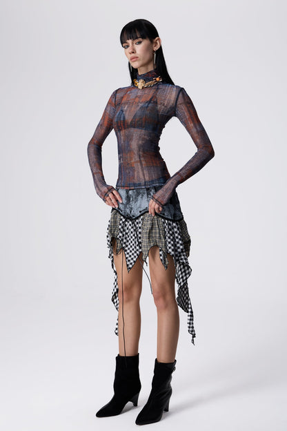 Soft Tension Long Sleeve Mesh Top