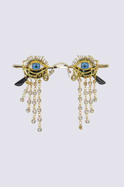 Solar Burst Rhinestone Fringe Sunglasses