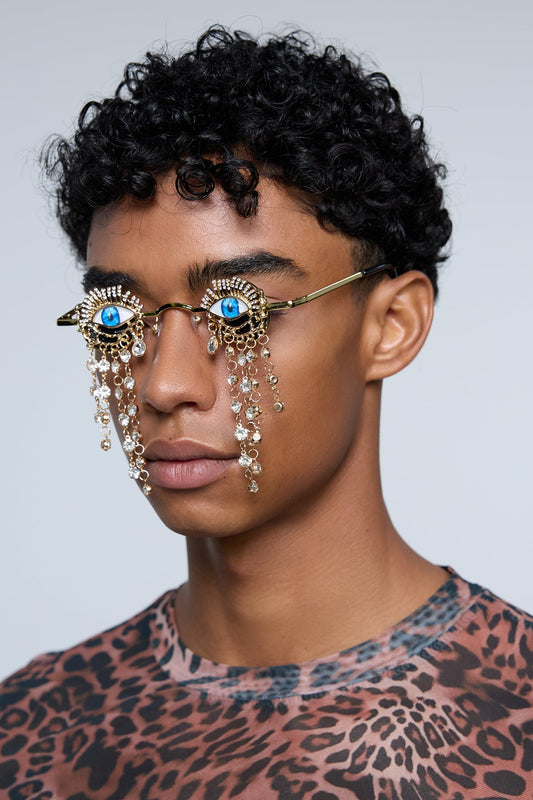 Solar Burst Rhinestone Fringe Sunglasses
