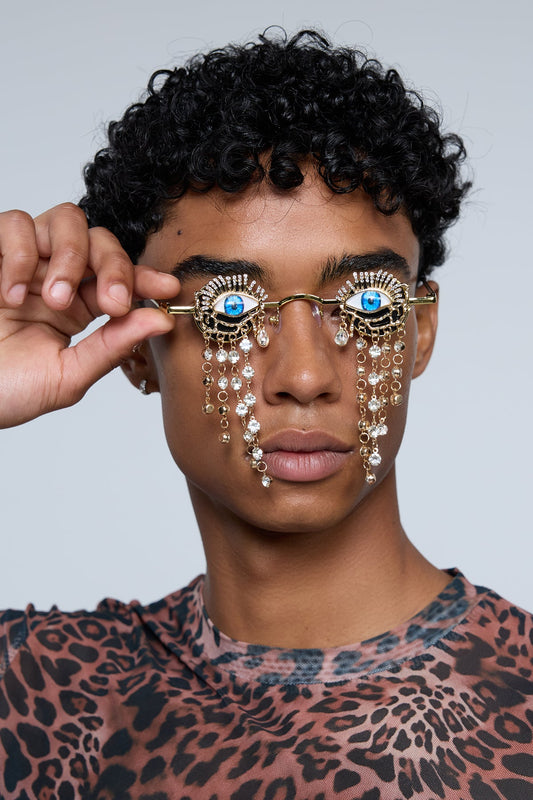 Solar Burst Rhinestone Fringe Sunglasses
