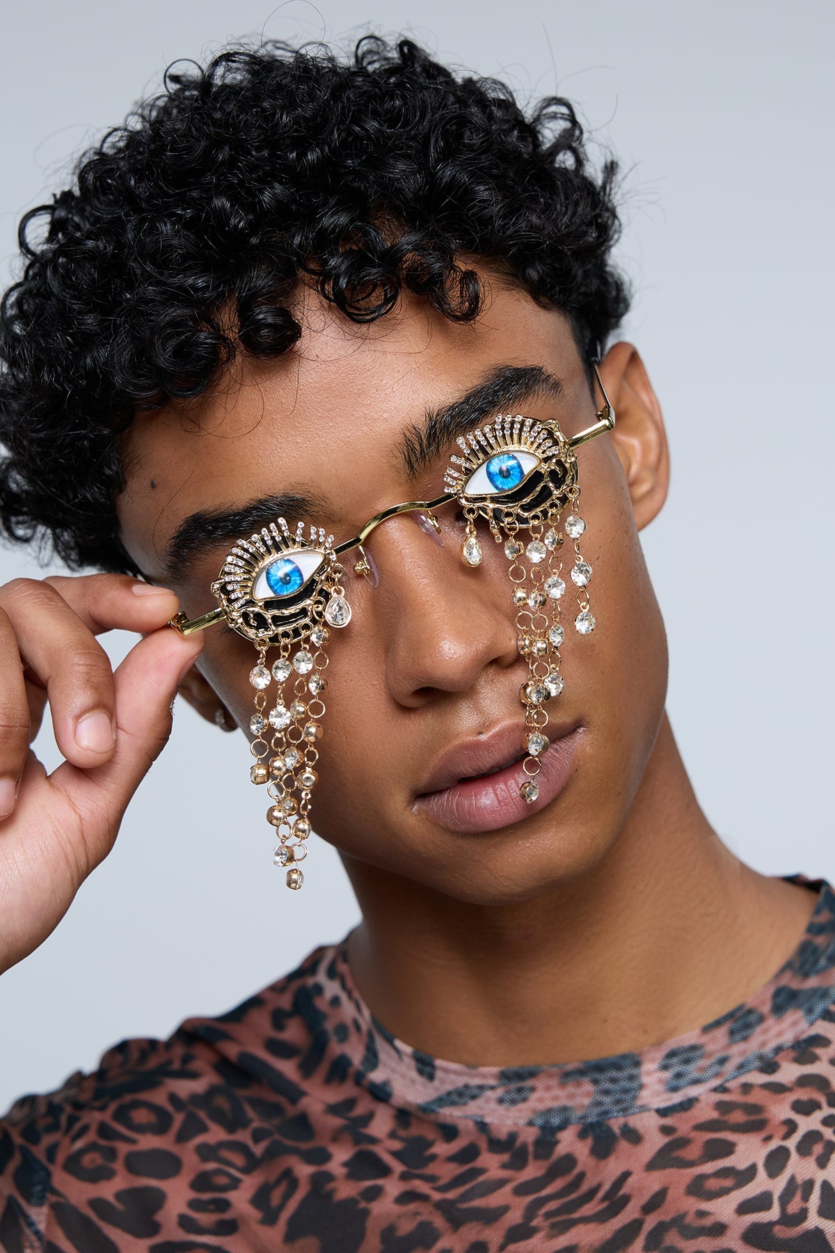 Solar Burst Rhinestone Fringe Sunglasses