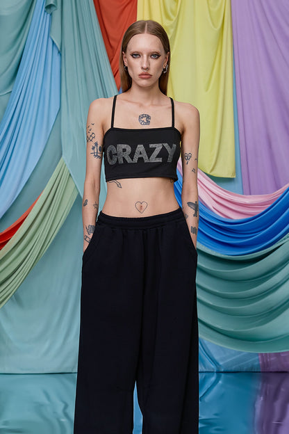 Solar Shine Rhinestone Spaghetti Crop Top