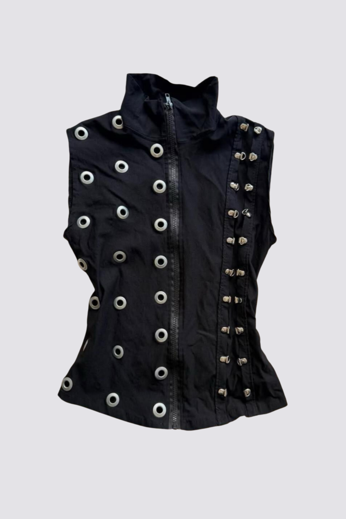 Solid Gloom Eyelet Cutout Vest