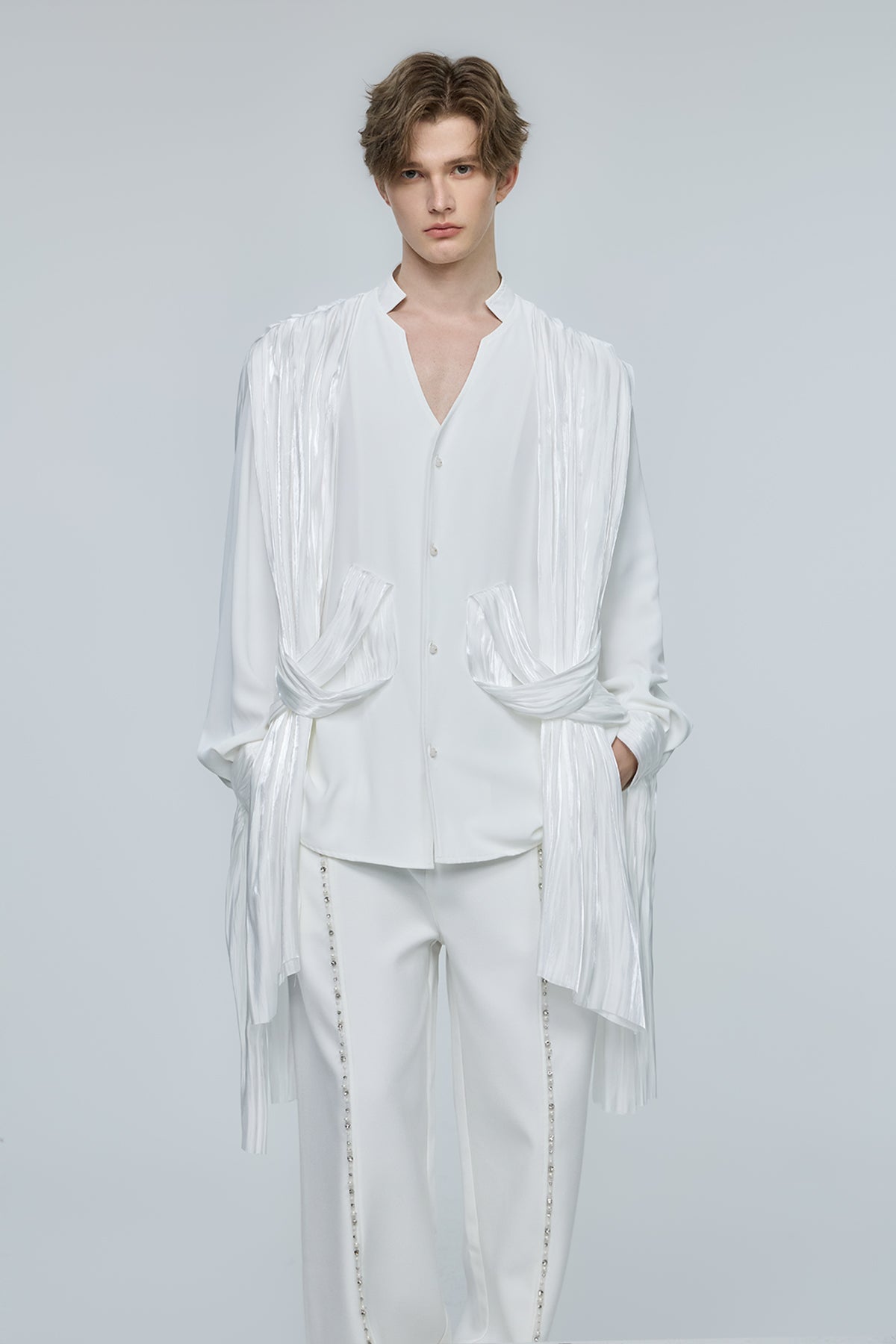 Solid Obscure Satin Long Sleeve Shirt