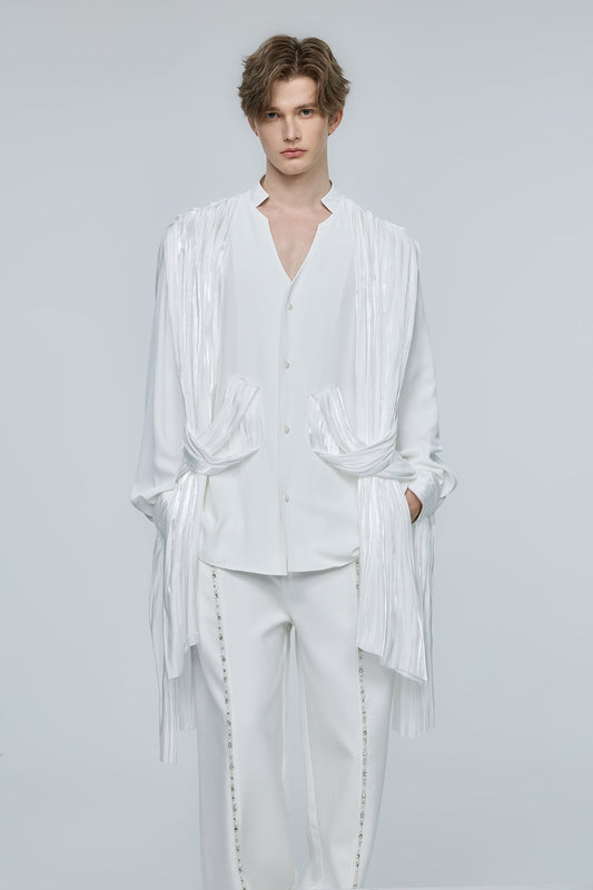 Solid Obscure Satin Long Sleeve Shirt