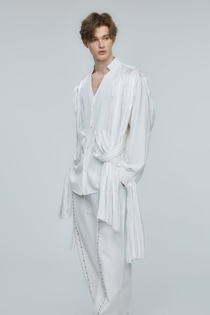 Solid Obscure Satin Long Sleeve Shirt