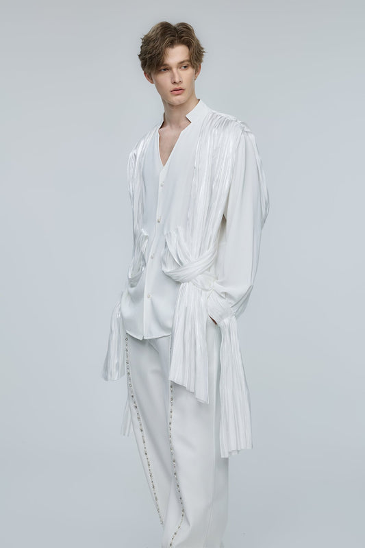 Solid Obscure Satin Long Sleeve Shirt