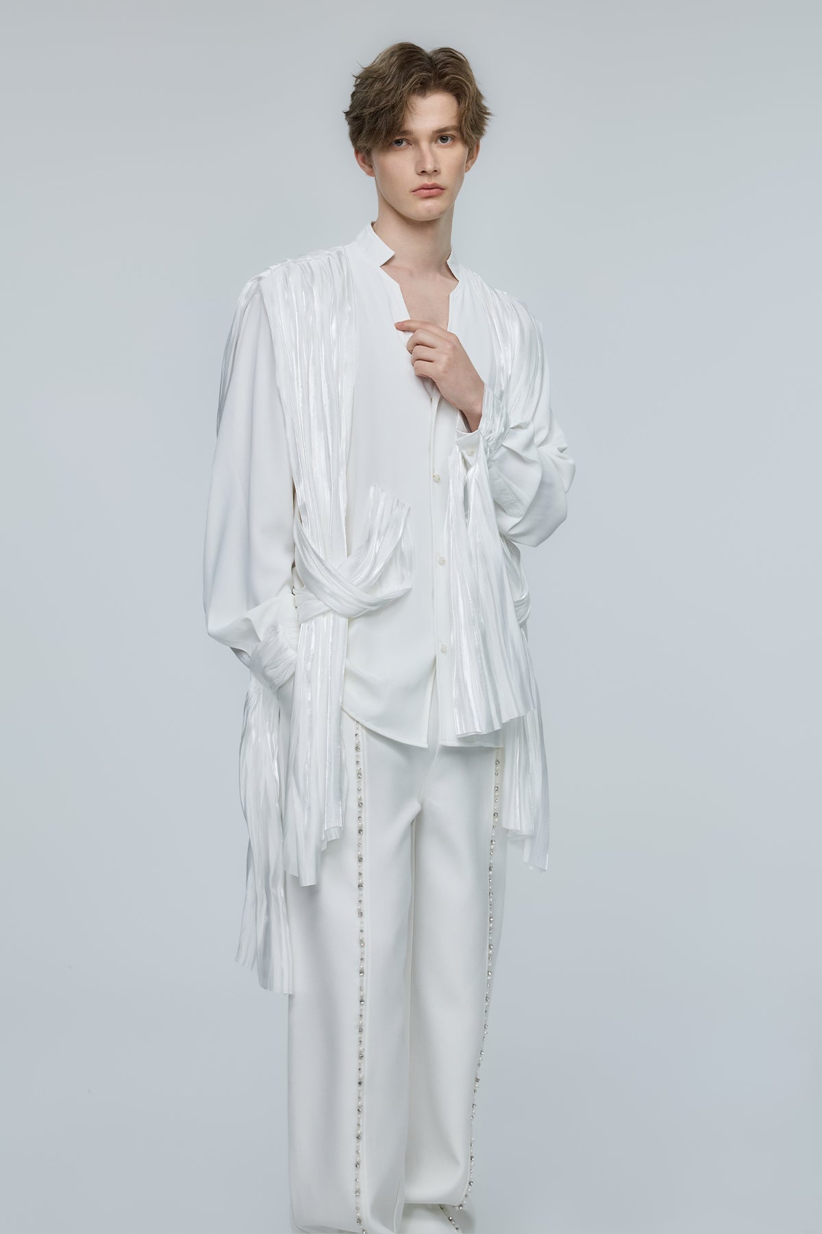 Solid Obscure Satin Long Sleeve Shirt