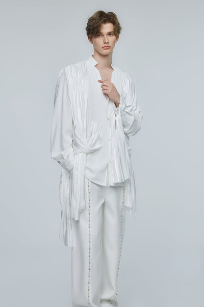 Solid Obscure Satin Long Sleeve Shirt