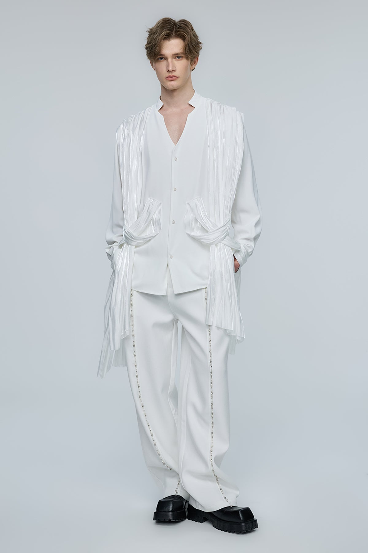 Solid Obscure Satin Long Sleeve Shirt