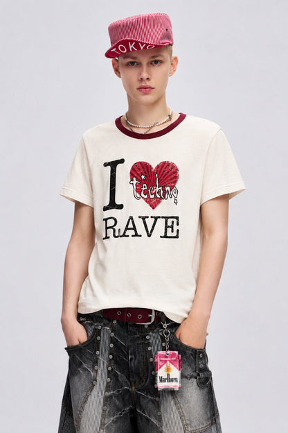 Solid Sketch Print T-Shirt Beige