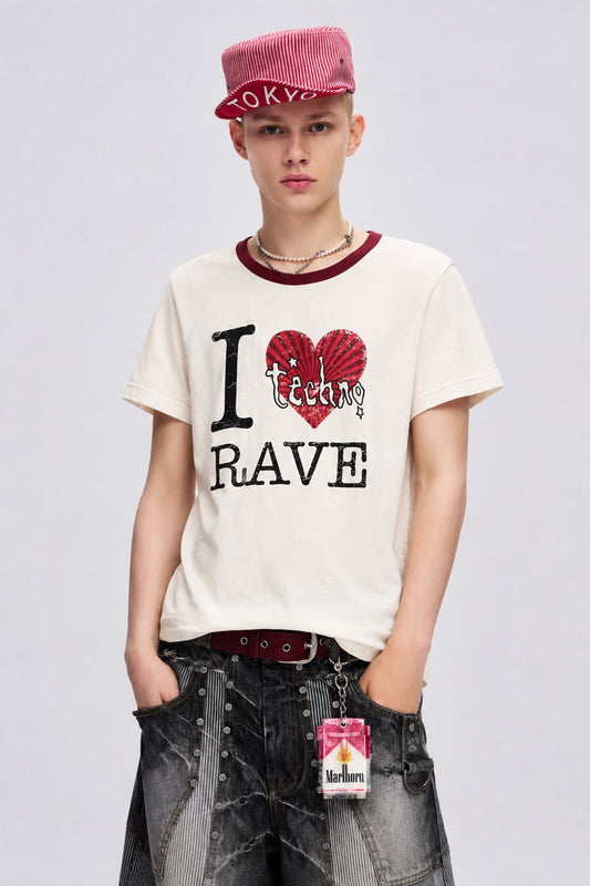 Solid Sketch Print T-Shirt Beige