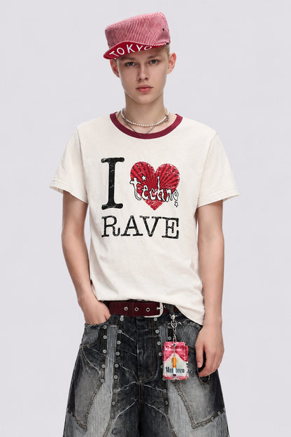 Solid Sketch Print T-Shirt Beige
