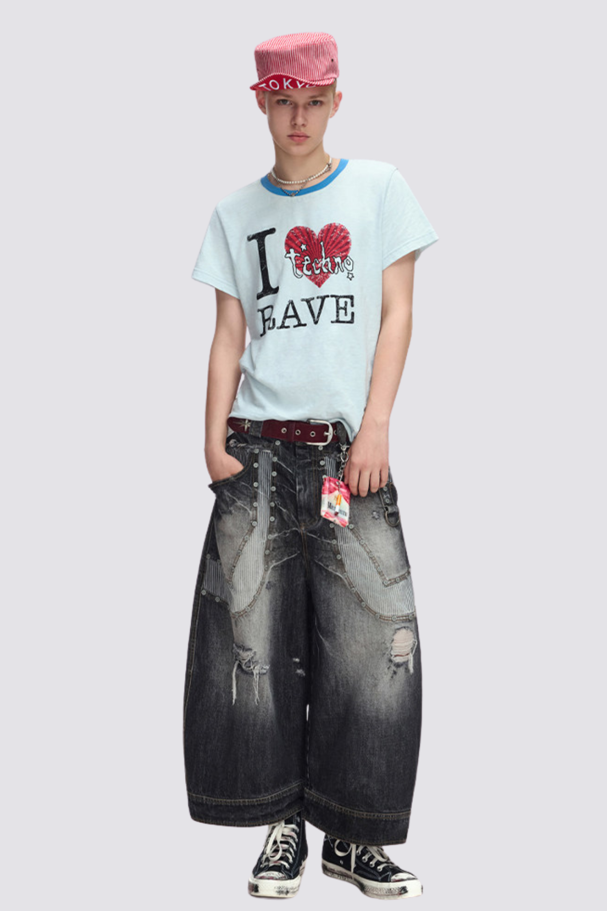 Solid Sketch Print T-Shirt Blue