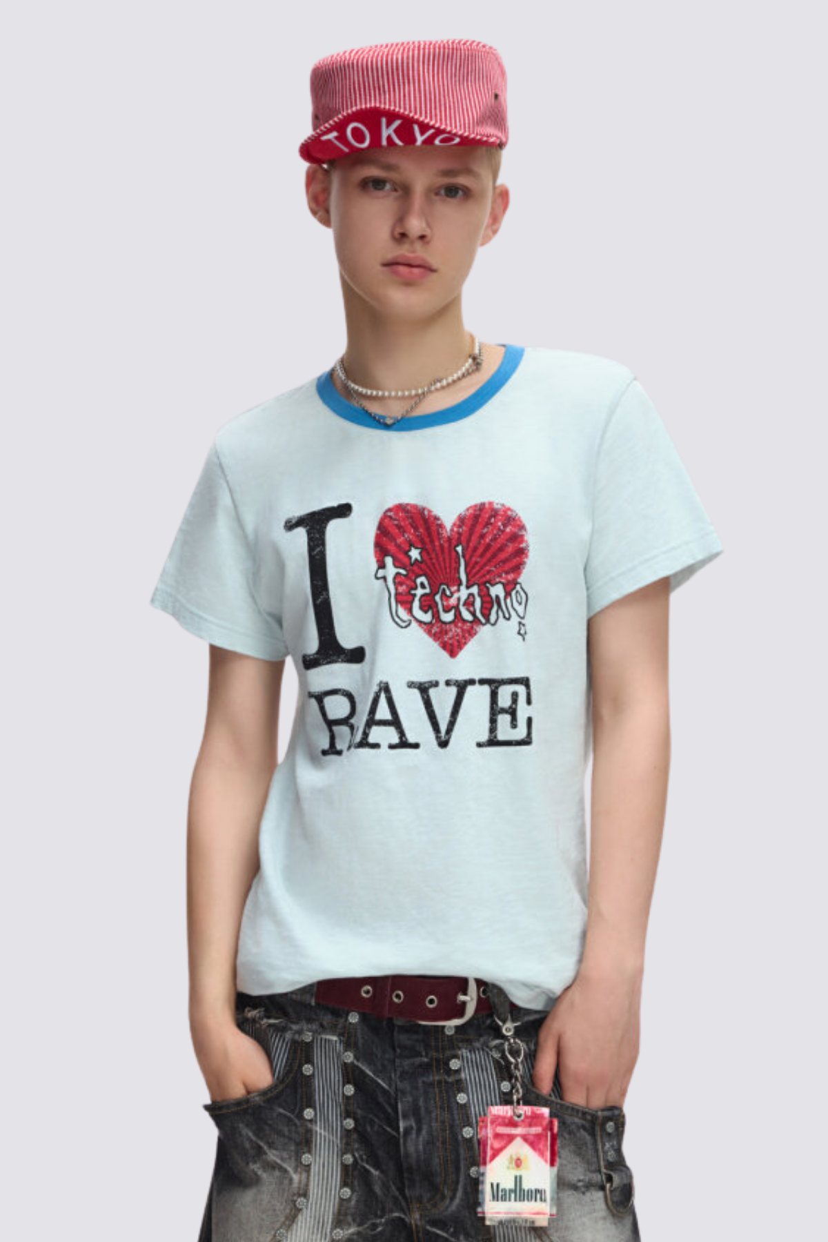 Solid Sketch Print T-Shirt Blue