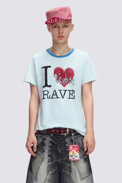 Solid Sketch Print T-Shirt Blue