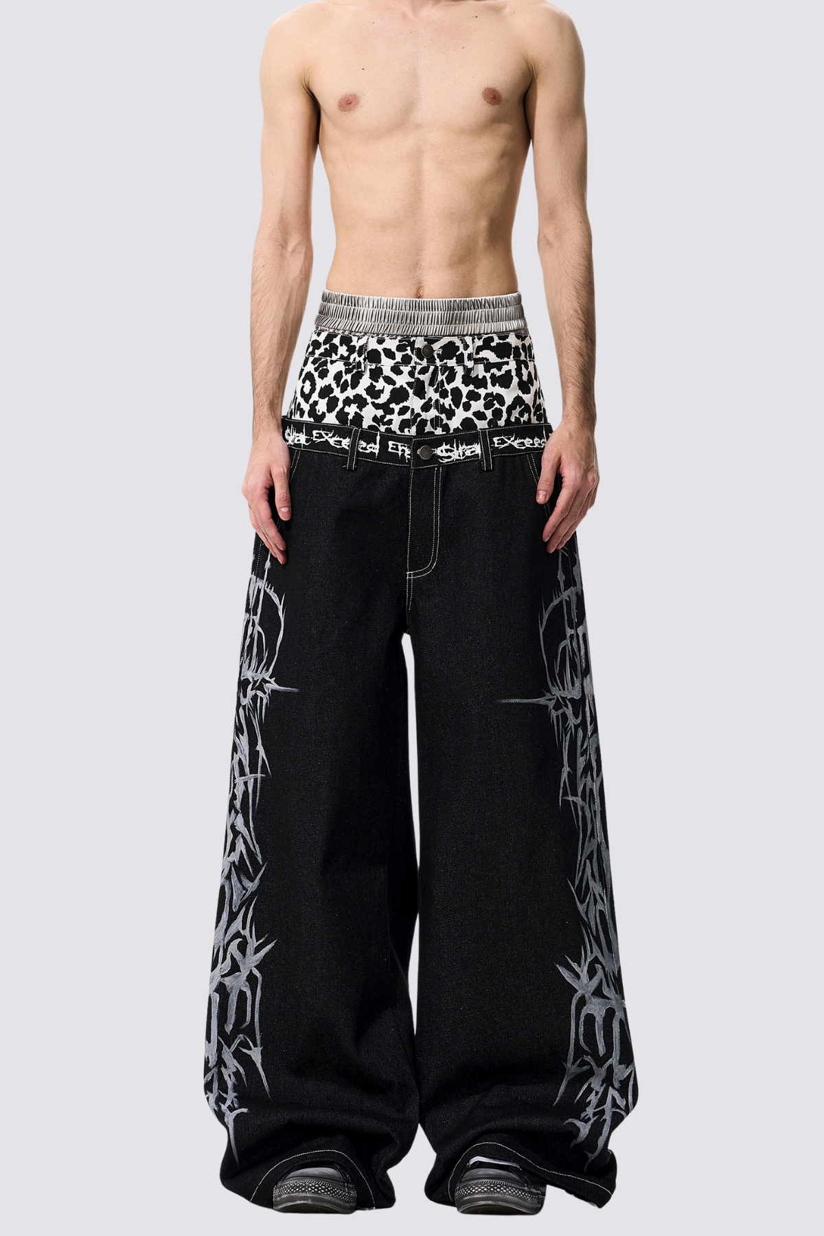 Sonic Core Leopard Print Wide Leg Jeans