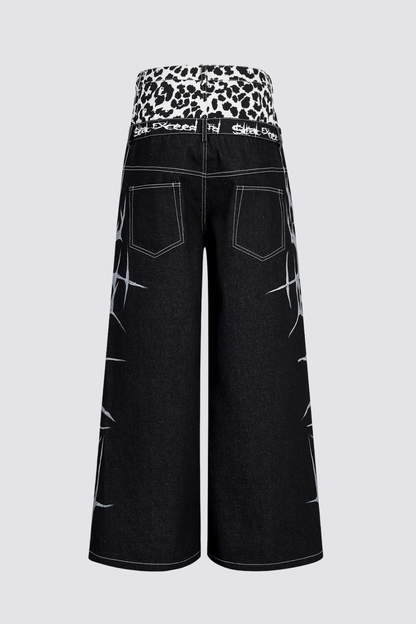 Sonic Core Leopard Print Wide Leg Jeans